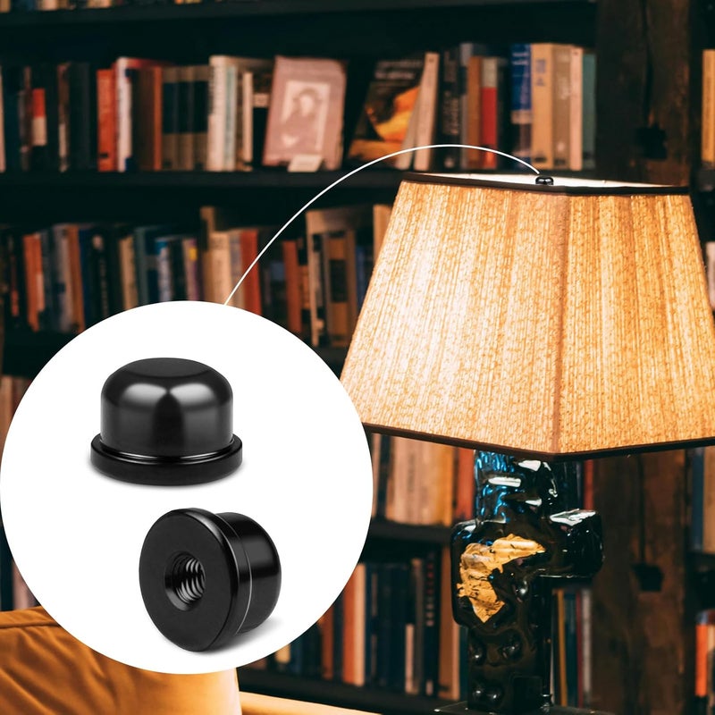 Aecsze 8 PCS 1/4-27 Lamp Finials, Lamp Shade Screw Cap for Lamp Shade Bracket Harp Top, Lamp Finial Knob Lamp Shade Screw Cap Lamp Fittings (1/2 Inch Tall, Black) - Image 4
